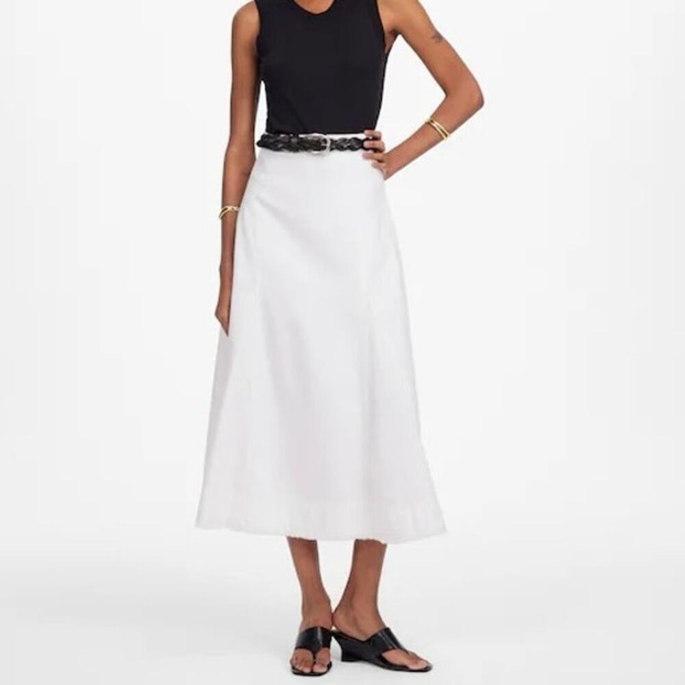 NWT Madewell Fluted Midi Skirt in Tile White Size 23